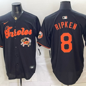 Baltimore Orioles x Crab 8 Cal Ripken Black Men Jersey