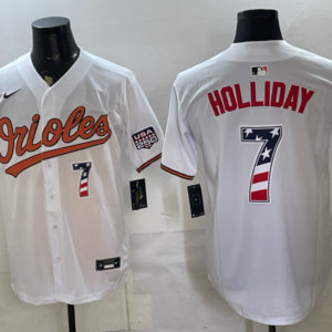 Baltimore Orioles 7 Holliday White USA 250 Fourth of July Men Jersey