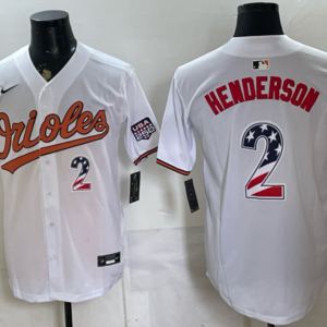 Baltimore Orioles 2 Henderson White USA 250 Fourth of July Men Jersey