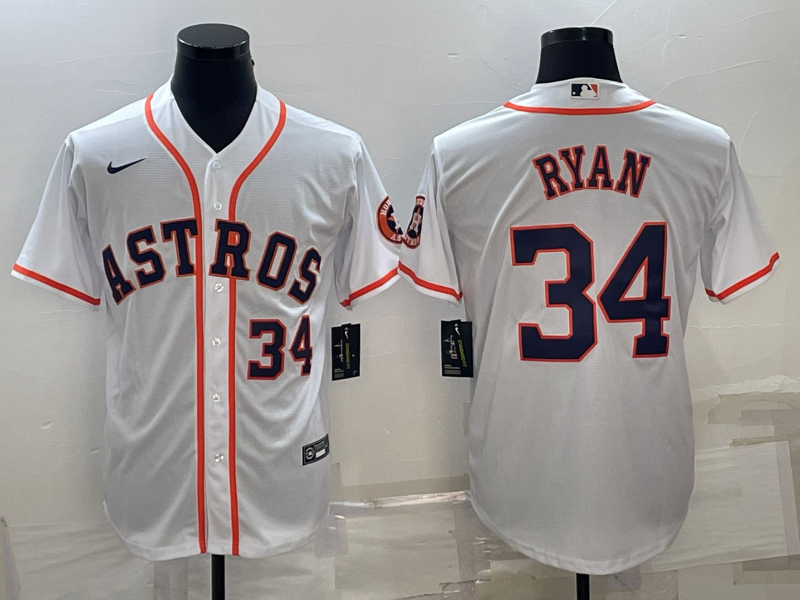 MLB Astros 34 Nolan Ryan White Nike Cool Base Men Jersey