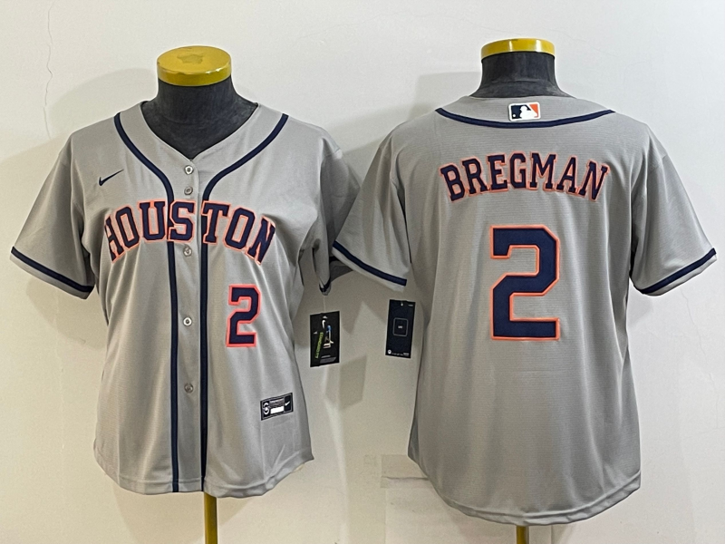 MLB Astros 2 Alex Bregman Grey Nike Cool Base Women Jersey