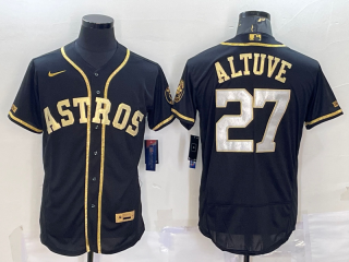 MLB Astros 27 Jose Altuve Black Gold Nike Flexbase Men Jersey