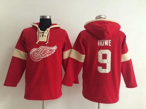 Red Wings 9 Gordie Howe Red Pullover Men Hoodie