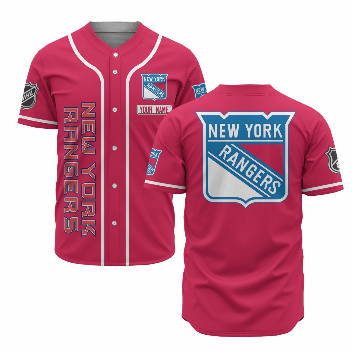 New York Rangers Red Baseball Customized Jersey