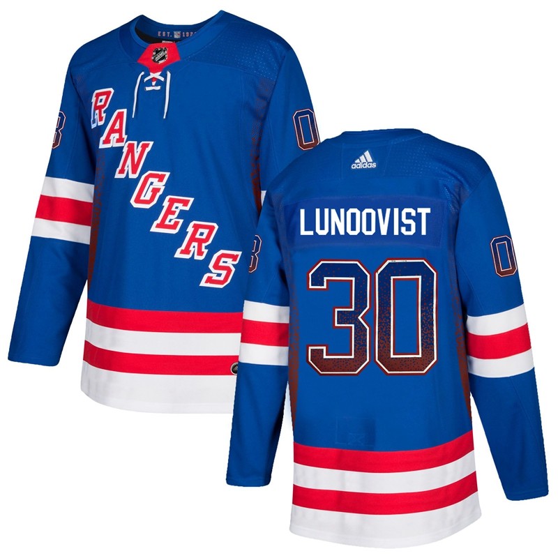 Rangers 30 Henrik Lundqvist Blue Drift Fashion Men Jersey