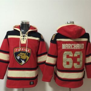 Florida Panthers 63 Brad Marchand Red Lace-Up Pullover Hoodie