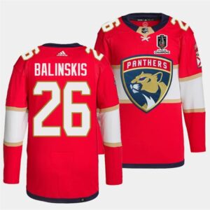 Panthers 26 Uvis Balinskis Red Home 2024 Stanley Cup Champions Men Jersey
