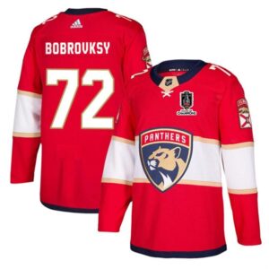 Panthers 72 Sergei Bobrovsky Red Home 2024 Stanley Cup Champions Men Jersey