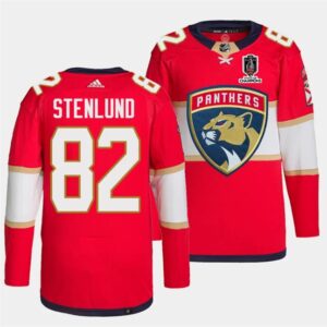 Panthers 82 Kevin Stenlund Red Home 2024 Stanley Cup Champions Men Jersey