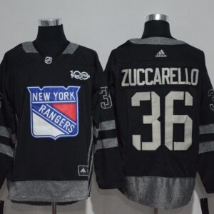 Rangers 36 Mats Zuccarello Black 100th Anniversary Season Men Jersey