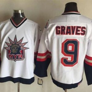 Rangers 9 Adam Graves White Statue of Liberty CCM Men Jersey