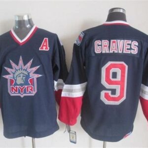 Rangers 9 Adam Graves Navy Blue Statue of Liberty CCM Men Jersey