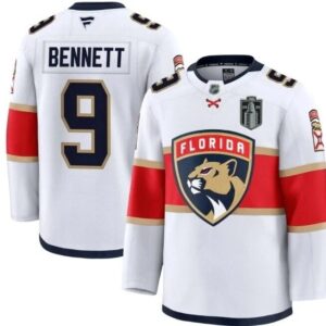 Panthers 9 Sam Bennett White 2025 Stanley Cup Final Patch New Men Jersey