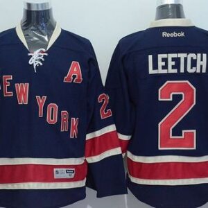 Rangers 2 Brian Leetch Dark Blue Third Men Jersey
