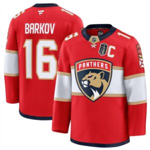 Panthers 16 Aleksander Barkov Red 2025 Stanley Cup Final Patch New Men Jersey