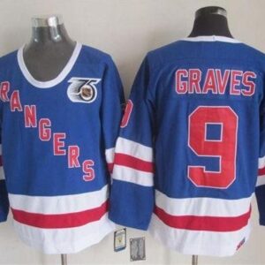 Rangers 9 Adam Graves Blue CCM 75TH Men Jersey
