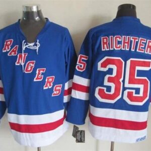 Rangers 35 Mike Richter Light Blue CCM Throwback Men Jersey