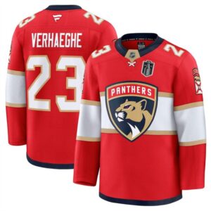 Panthers 23 Carter Verhaeghe Red 2025 Stanley Cup Final Patch New Men Jersey