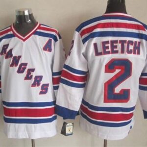 Rangers 2 Brian Leetch White CCM Throwback Men Jersey