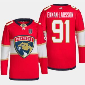 Panthers 91 Oliver Ekman-Larsson Red 2024 Stanley Cup Final Patch Men Jersey