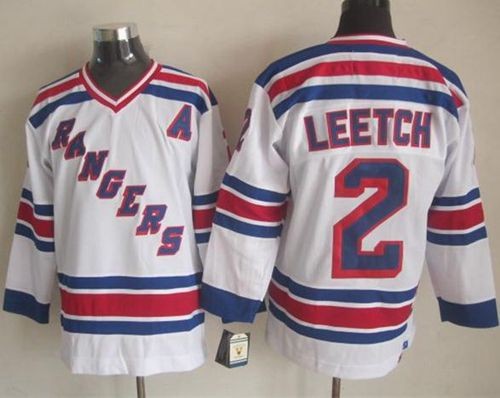 Rangers 2 Brian Leetch White CCM Throwback Men Jersey