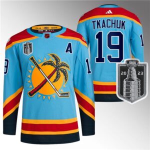 Panthers 19 Matthew Tkachuk Blue 2023 Stanley Cup Final Reverse Retro Men Jersey