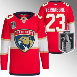 Panthers 23 Carter Verhaeghe Red 2023 Stanley Cup Final Men Jersey