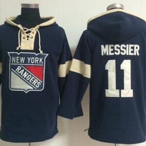 Rangers 11 Mark Messier Navy Blue Hooded Men Sweatshirt