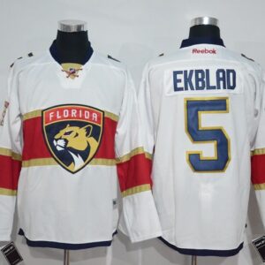 Panthers 5 Aaron Ekblad White New Logo Men Jersey