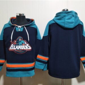 Islanders Blank Black Ageless Must-Have Lace-Up Pullover Hoodie