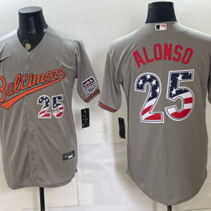 Baltimore Orioles 25 Pete Alonso Grey USA 250 Fourth of July Men Jersey
