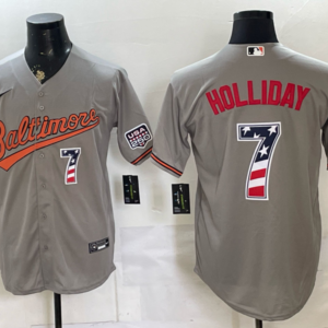 Baltimore Orioles 7 Holliday Grey USA 250 Fourth of July Men Jersey