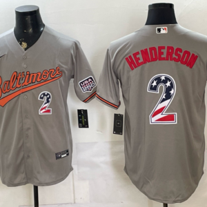 Baltimore Orioles 2 Henderson Grey USA 250 Fourth of July Men Jersey