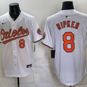 Baltimore Orioles 8 Cal Ripken White Men Jersey