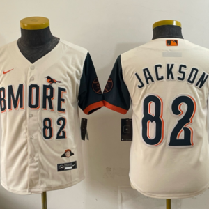 Baltimore Orioles 82 Jackson Natural 2026 City Connect Cool Base Youth Jersey