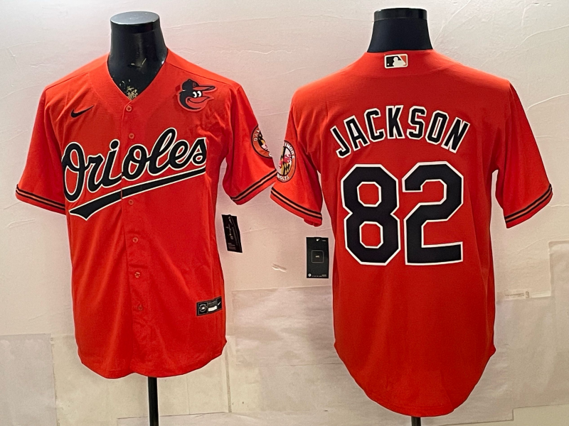 Baltimore Orioles 82 Jackson Orange Cool Base Men Jersey