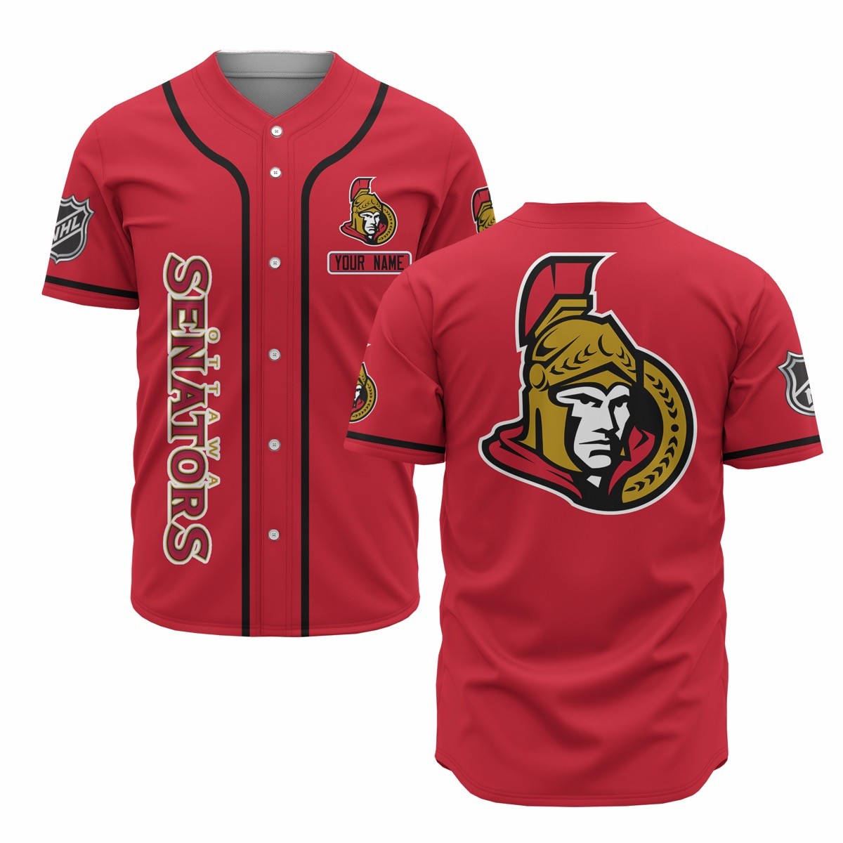 Ottawa Senators Baseball RED Customized Jersey