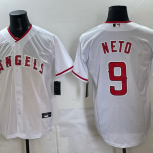 Los Angeles Angels 9 Neto White Cool Base Men Jersey