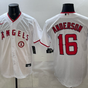 Los Angeles Angels 16 Anderson White Cool Base Men Jersey