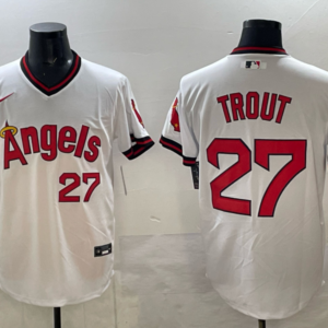 MLB Angels 27 Mike Trout White Nike Cool Base Men Jersey