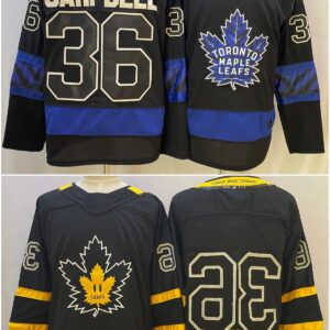 Leafs 36 Jack Campbell Black Yellow Blue Reversible Men Jersey