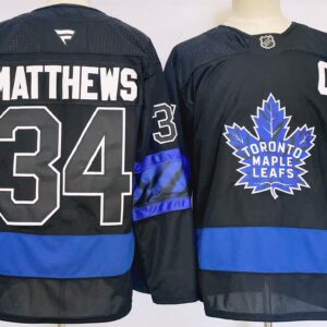 Leafs 34 Auston Matthews Black 2024 New  Men Jersey