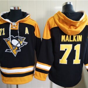 Men's Pittsburgh Penguins #71 Evgeni Malkin Black Ageless Must-Have Lace-Up Pullover Hoodie