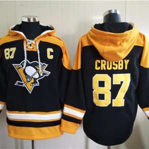 Men's Pittsburgh Penguins #87 Sidney Crosby Black Ageless Must-Have Lace-Up Pullover Hoodie
