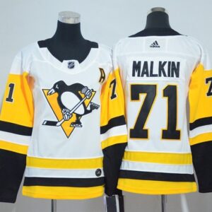 Penguins 71 Evgeni Malkin White Women Jersey