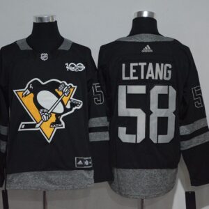 Penguins 58 Kris Letang 100th Anniversary Black Men Jersey