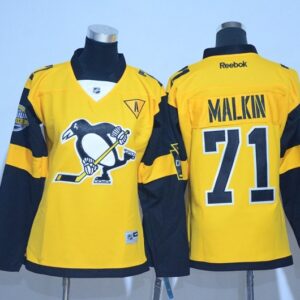 Penguins 71 Evgeni Malkin Yellow 2017 Stadium Series Reebok Women Jersey