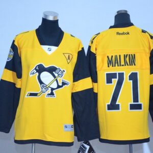 Penguins 71 Evgeni Malkin Yellow 2017 Stadium Series Reebok A Patch Youth Jersey