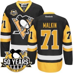 Penguins 71 Evgeni Malkin Black 50th Anniversary Reebok Men Jersey