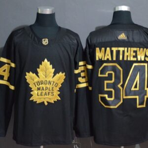 Maple Leafs 34 Auston Matthews Black Gold Men Jersey